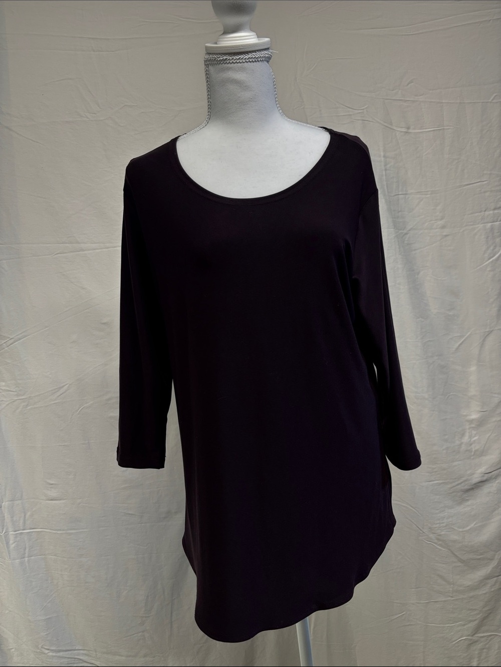 Simpli Women’s Scoop Neck 3/4 Sleeve Top - Black